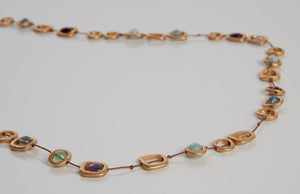 Elements long necklace - gold with mixed stones