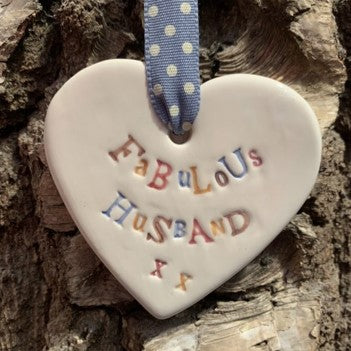Fabulous husband ceramic hanging heart