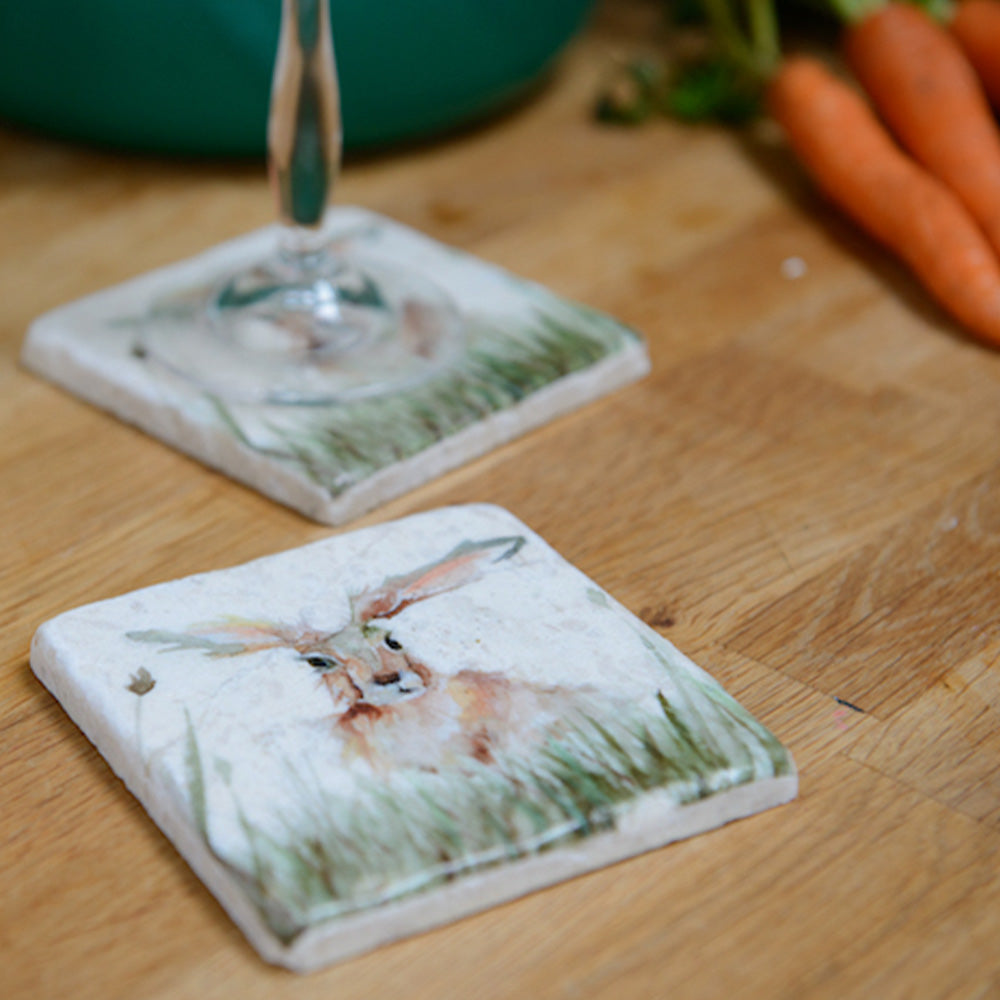 Kensington Collection - family of hares coasters x 2