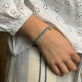 Fancy blue beaded friendship bracelet