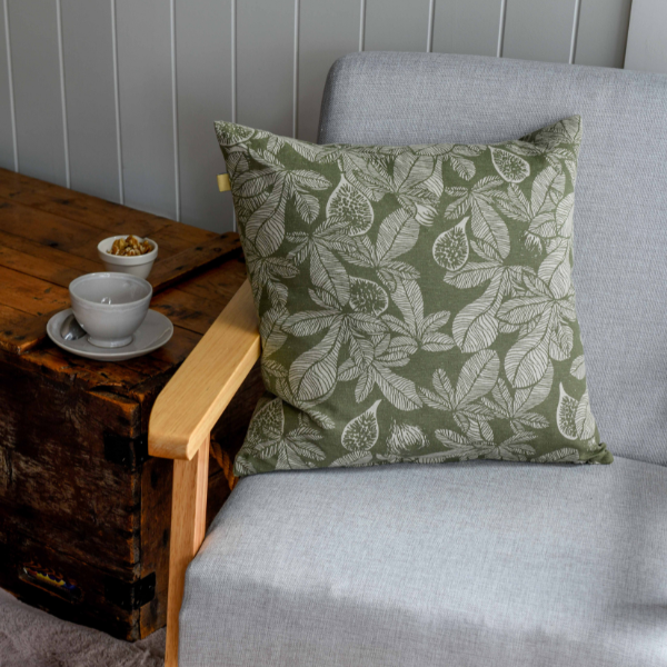 Fig tree cushion - burnt olive