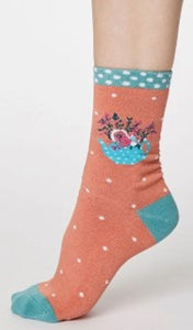 Flora flower socks - apricot orange
