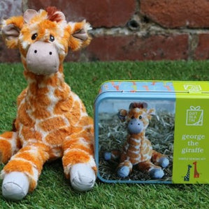 George the giraffe in a tin
