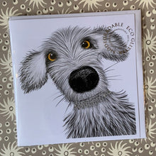 Load image into Gallery viewer, Characterful Spike, embellished with hand applied biodegradable eco glitter – a fun card for that dog lover in your life!
