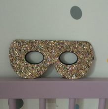 Load image into Gallery viewer, Gold glitter superhero mask
