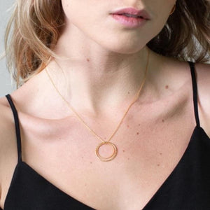 Gold double twist hoop necklace