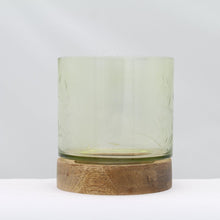 Load image into Gallery viewer, Etched glass hurricane lamp - olive - small
