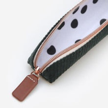 Load image into Gallery viewer, Dark green cord pencil case - small
