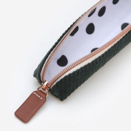 Dark green cord pencil case - small