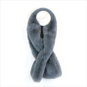 Faux fur loop through scarf - grey