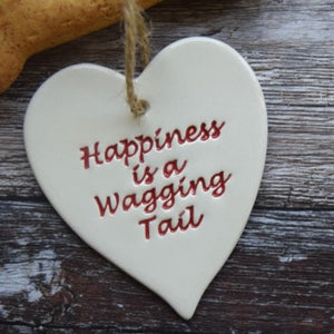 Happiness is a wagging tail ceramic dec