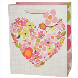 Floral heart gift bag - medium