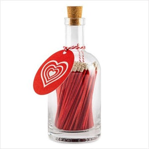 Red heart match bottle