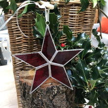 Load image into Gallery viewer, Handmade glass 5 pointed star - medium - regal red
