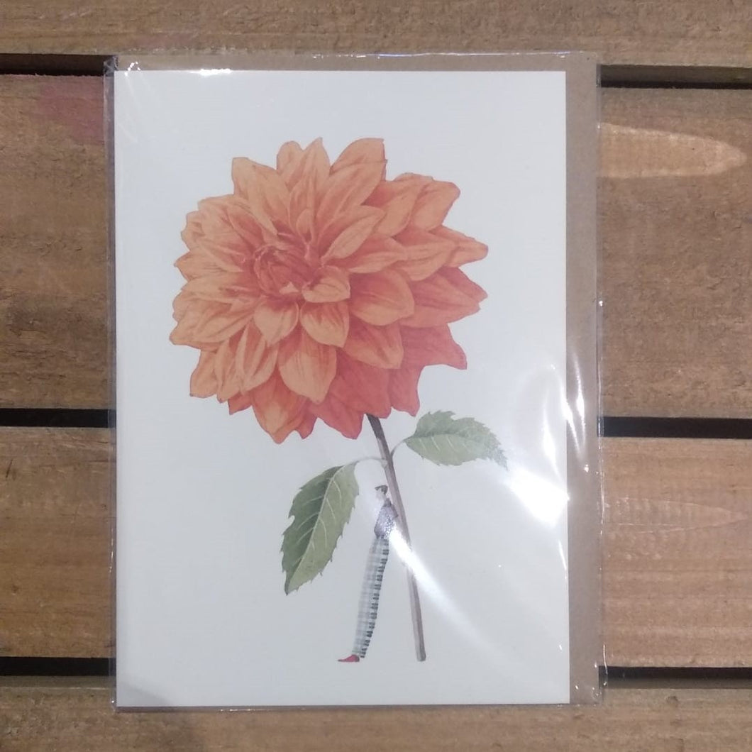 Greetings card - dahlia orange