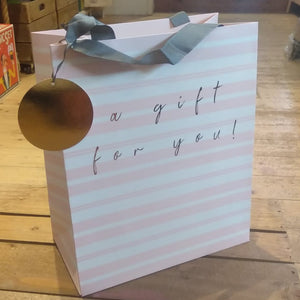 Pink stripe portrait gift bag