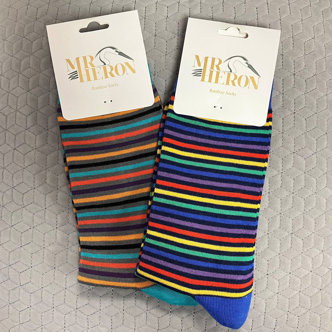 Vibrant stripes socks - grey or navy