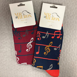 Multicolour music notes socks - navy or wine