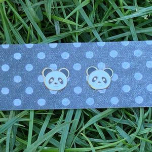 Panda enamel earrings