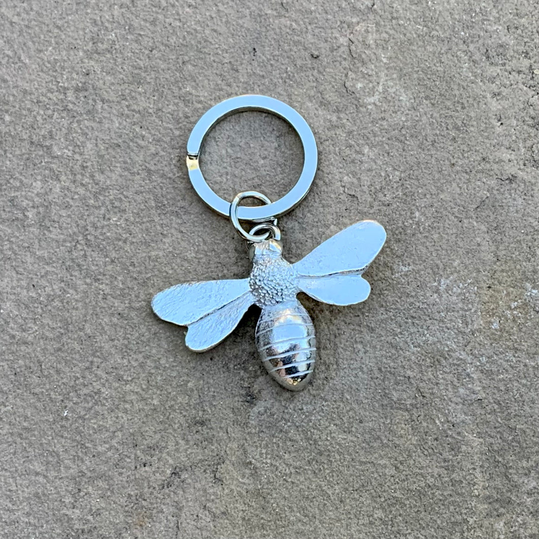 Bee pewter key ring