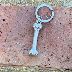 Dogs bone pewter key ring
