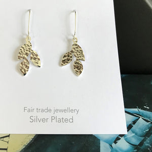 Meadow small leaf earrings - silver