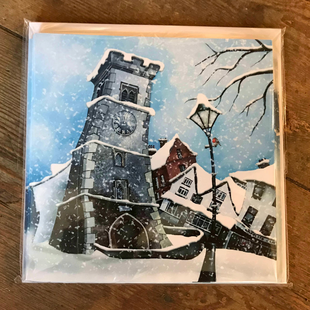 Pack of 10 Xmas cards - The Lone Robin (St Albans Clock Tower)