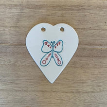 Load image into Gallery viewer, Butterfly handmade ceramic heart
