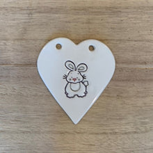 Load image into Gallery viewer, Bunny handmade ceramic heart
