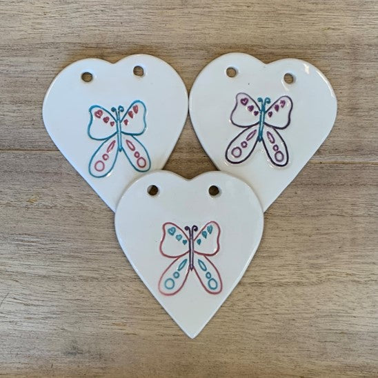 Butterfly handmade ceramic heart