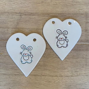 Bunny handmade ceramic heart