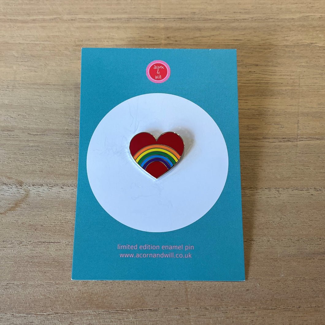 Rainbow heart enamel pin