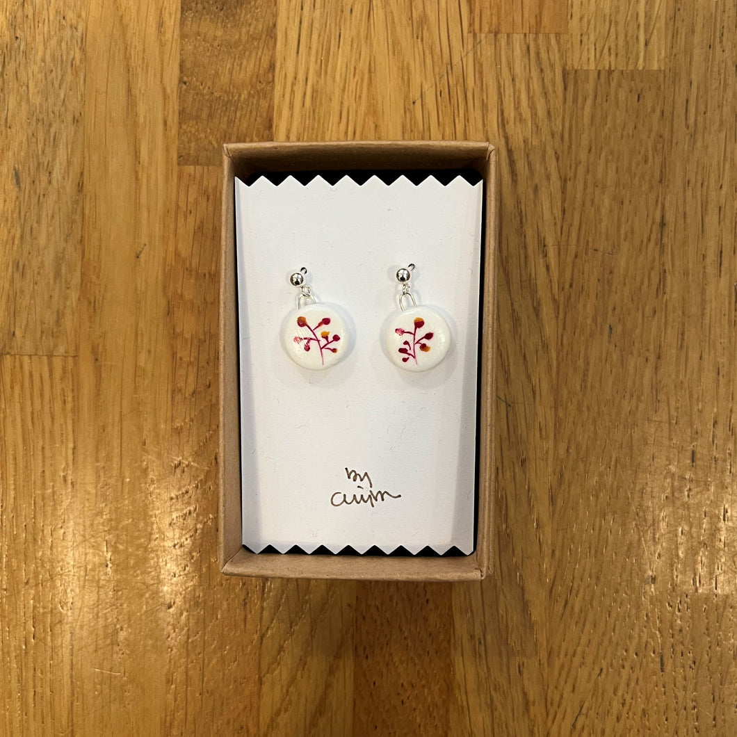 Magenta flower earrings