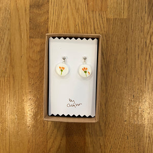 Orange daisy earrings