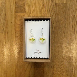 Yellow/green buds hook earrings