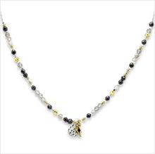 Load image into Gallery viewer, Indra grey gemstone beaded handmade necklace

