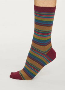 Kennet stripe socks - bilberry red