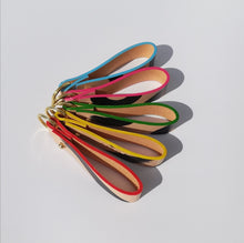 Load image into Gallery viewer, Leather loop keyrings with coloured edges
