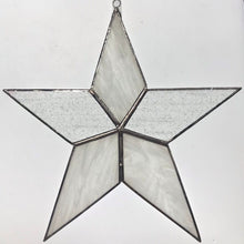 Load image into Gallery viewer, Handmade glass 5 pointed star - large - wispy white
