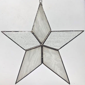 Handmade glass 5 pointed star - large - wispy white