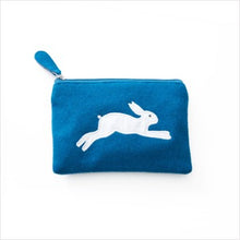 Load image into Gallery viewer, Felt leaping hare (white) purse - teal

