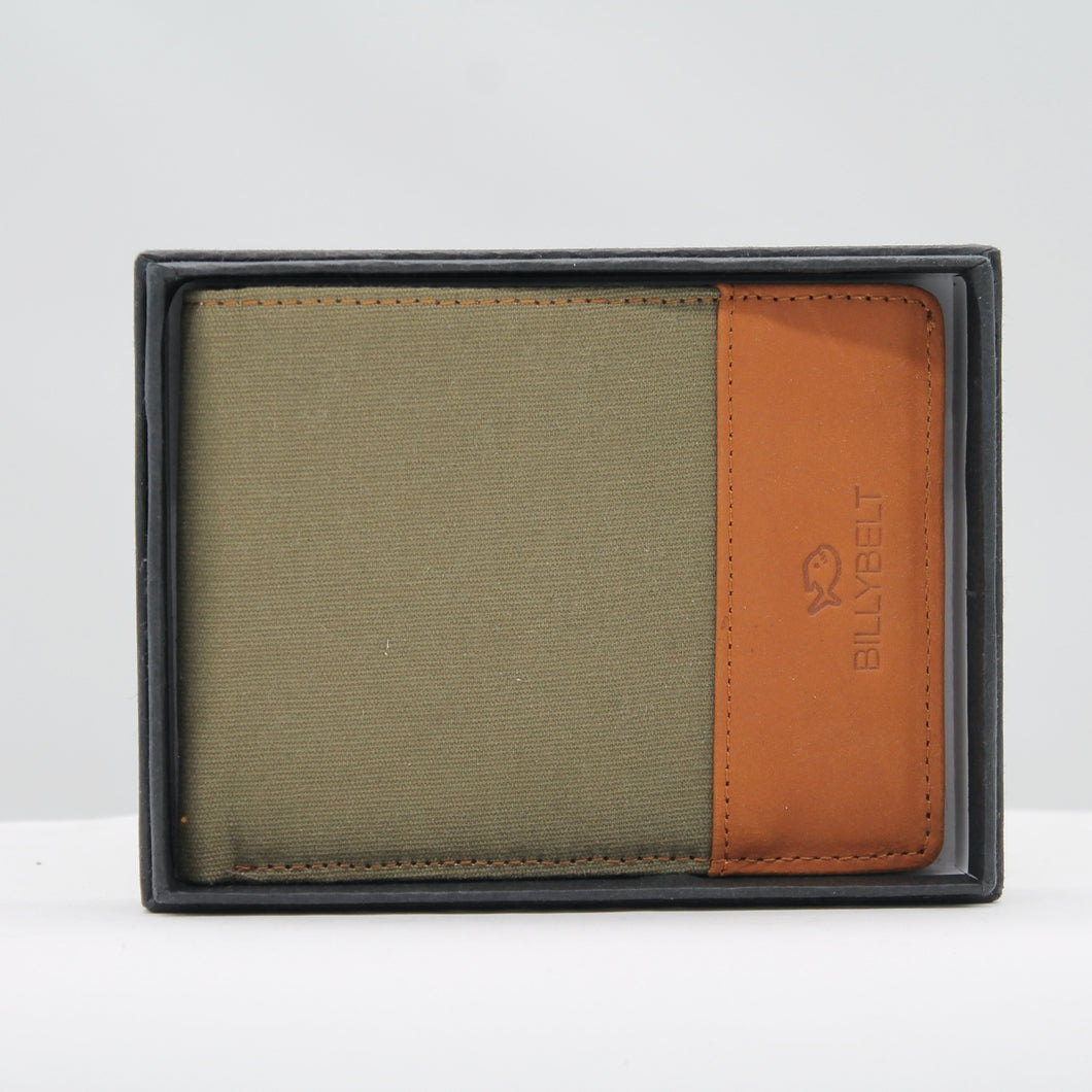 Leather wallet - khaki green