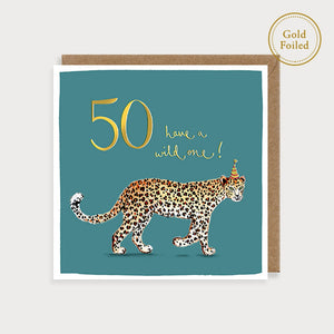 Leopard 50th birthday card
