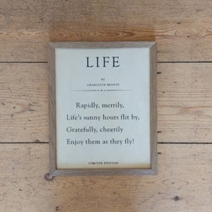 Book page 'Life' quote by Charlotte Bronte framed print