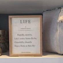Load image into Gallery viewer, Book page &#39;Life&#39; quote by Charlotte Bronte framed print

