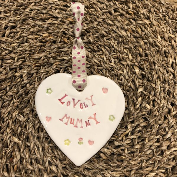 Lovely mummy handmade ceramic hanging heart