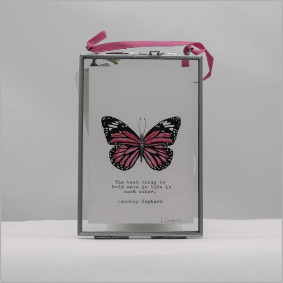 Pink butterfly hand painted hanging print - The best thing... - small