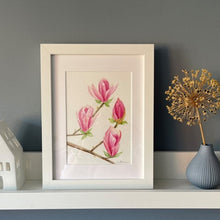 Load image into Gallery viewer, Magnolia in bloom original watercolour framed painting
