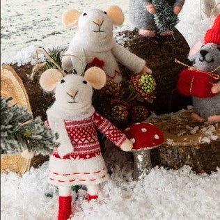 Mouse with jumper felt Xmas dec