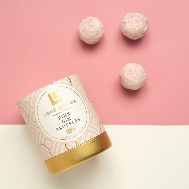 Mini pink gin truffles